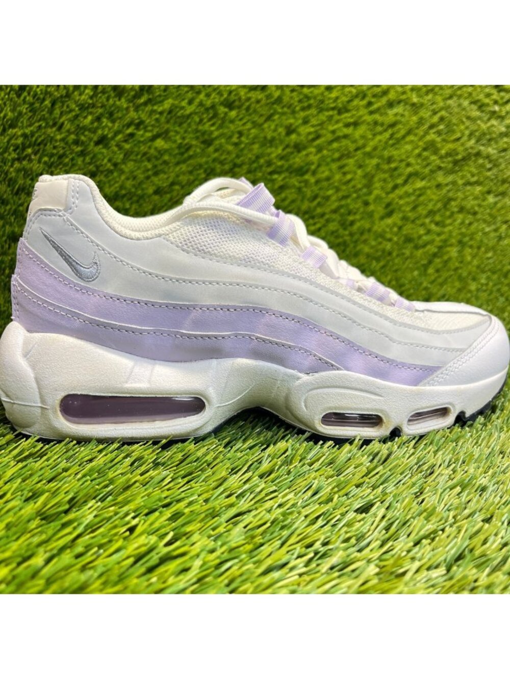 Nike Air Max 95 Recraft Girls Size 6.5Y White Gray Purple Running Shoes Sneakers